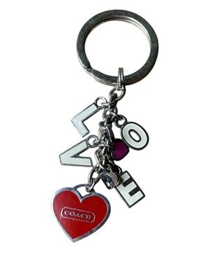 Coach Y2K Red Heart and Letter Charm Keyring
